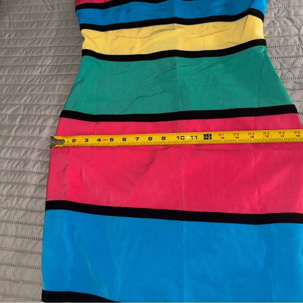 NWT Radzoli multi color colorblock bodycon removable straps dress sz: Large - Picture 7 of 12